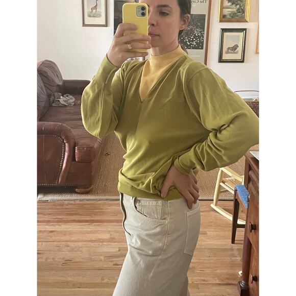 Vintage Chartreuse Mock Neck Sweater - Picture 3 of 6